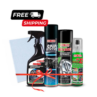 Car cleaning and finishing bundle with four MAFRA products and free microfibre towel