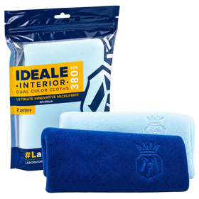 Labocosmetica Ideale Interior blue microfibre cloth with packaging