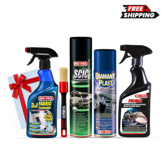 MAFRA complete interior care bundle with interior cleaners fabric cleaner dashboard care products detailing brush and free towel