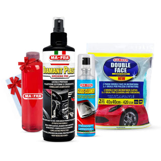 MAFRA cabin and glass care bundle with 3 products, free microfibre towel and free bottle