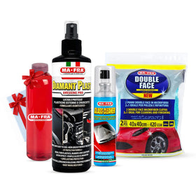 MAFRA cabin and glass care bundle with 3 products, free microfibre towel and free bottle