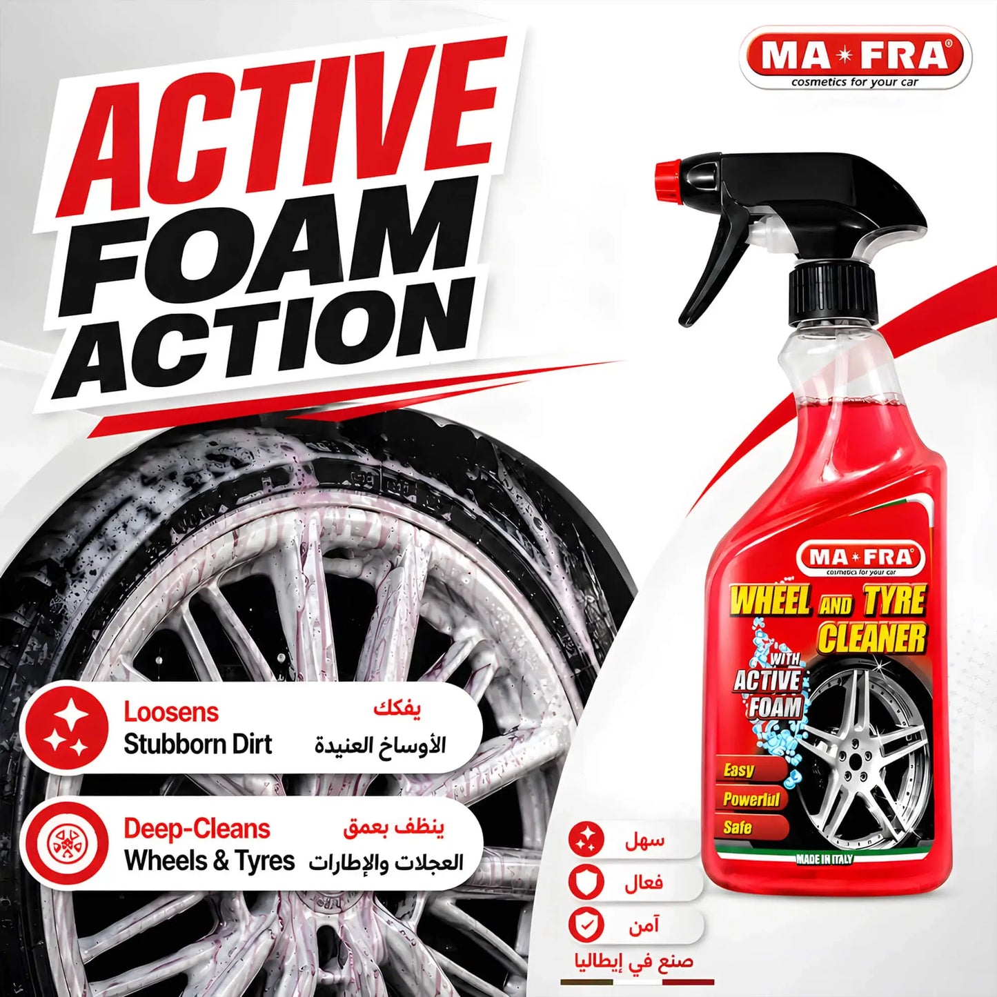 MAFRA Wheel and Tyre Cleaner active foam cleaning action