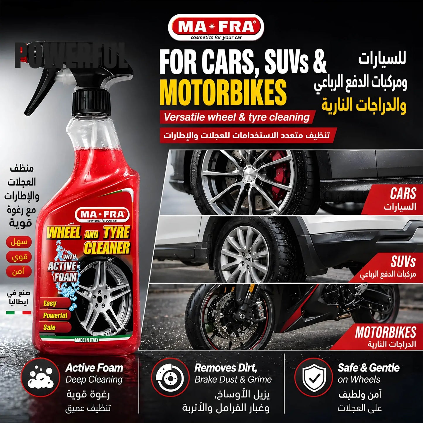 MAFRA Wheel and Tyre Cleaner for cars, SUVs and motorbikes