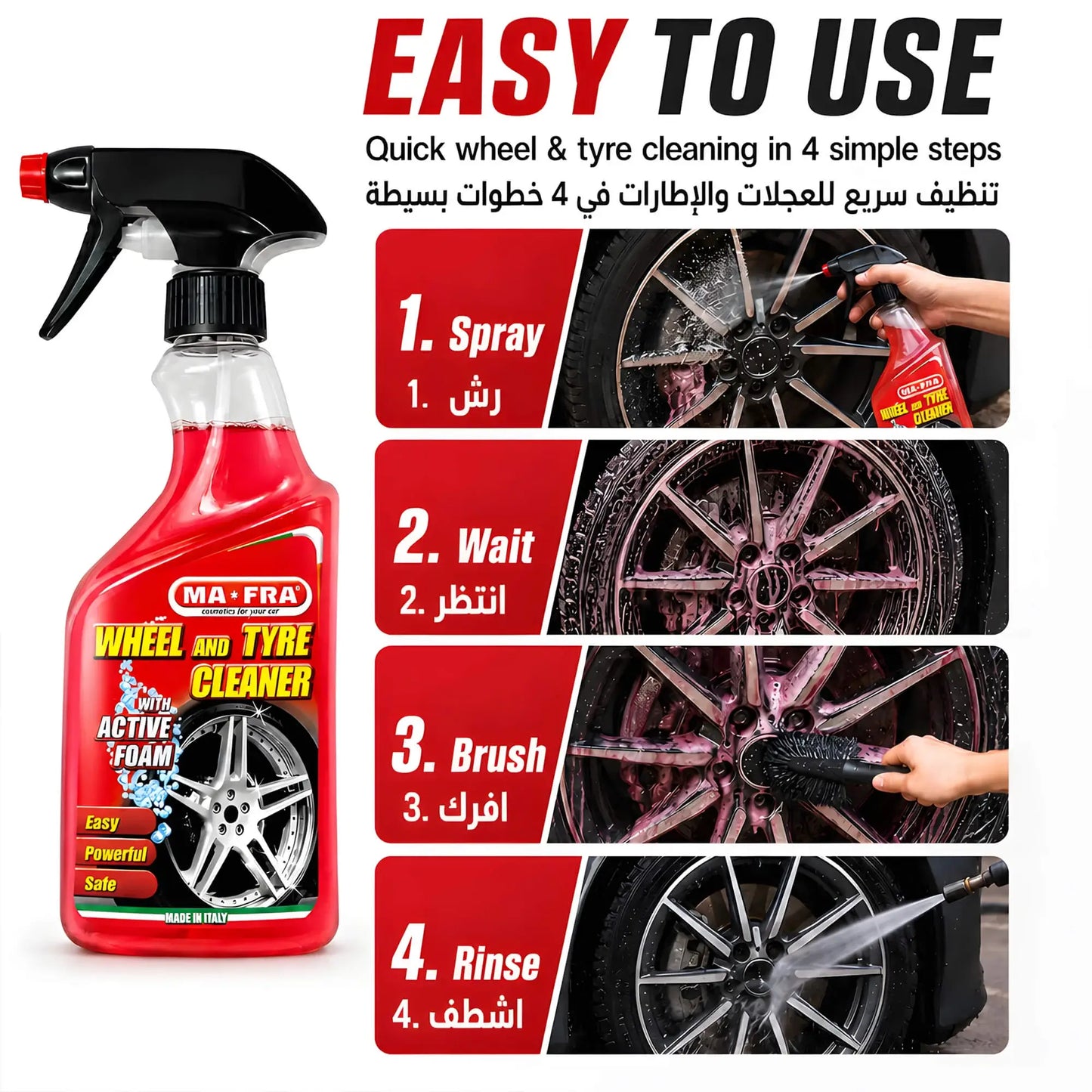 How to use MAFRA Wheel and Tyre Cleaner on car wheels