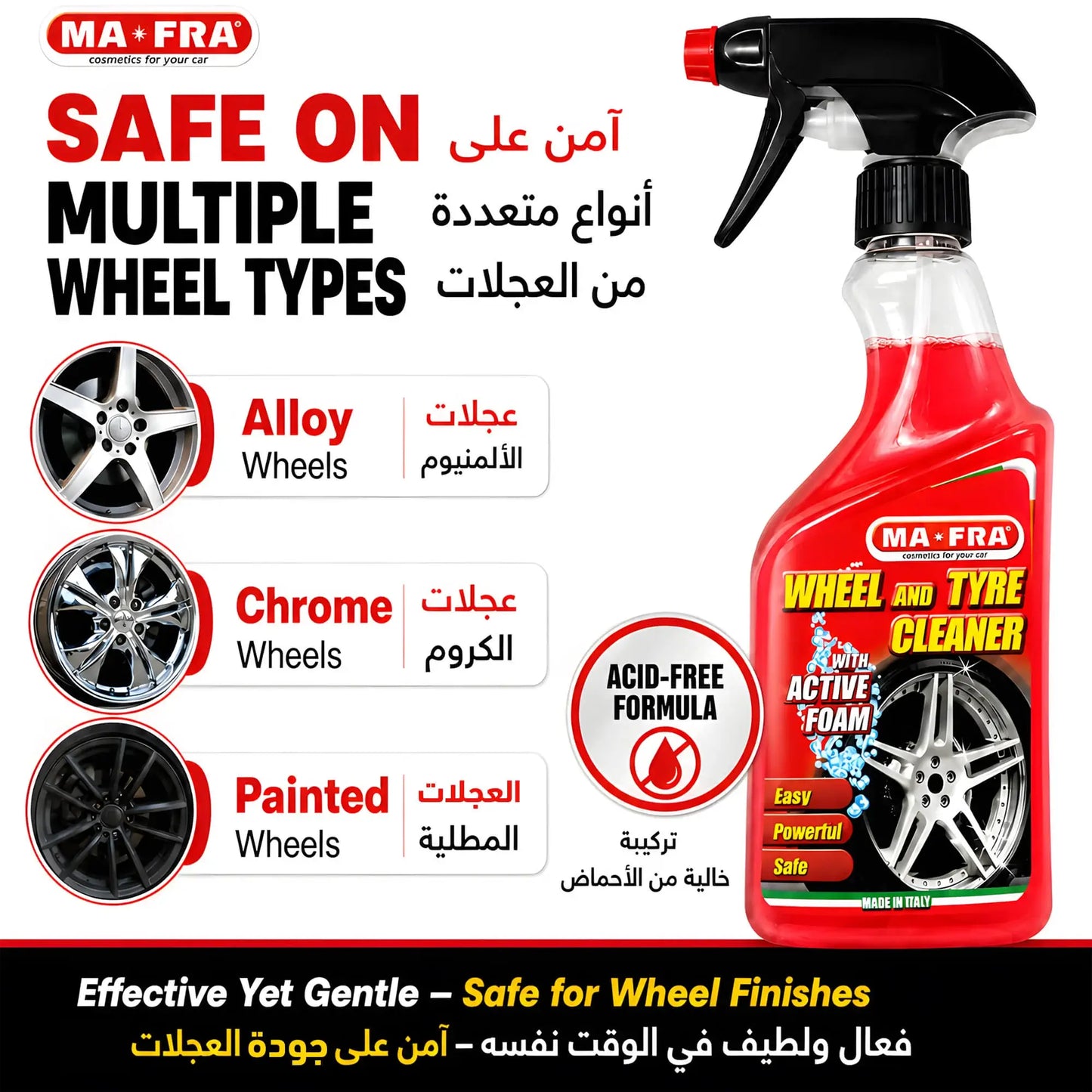 MAFRA Wheel and Tyre Cleaner safe for alloy, chrome and painted wheels