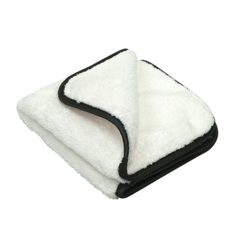 Maxshine Microfiber Towel White/Seamed Edge :-Black, silk-lined border . 1PCs