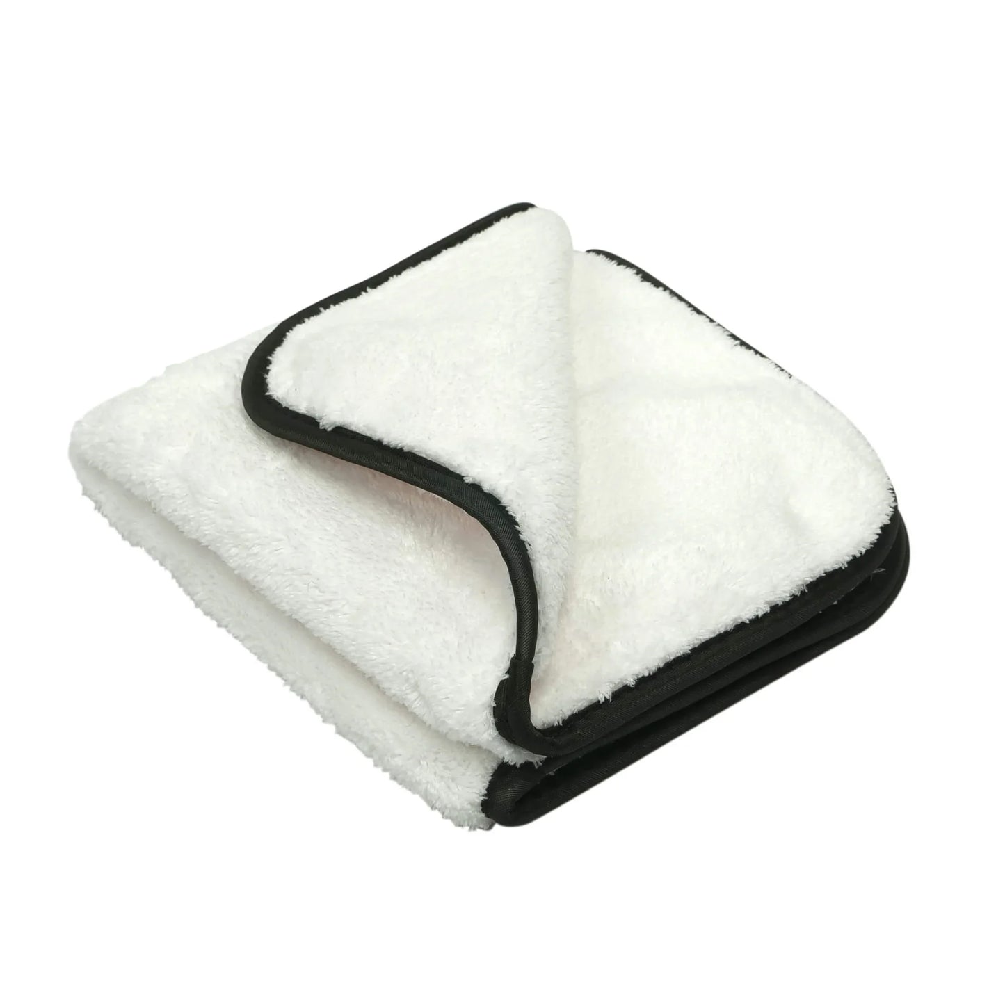 Maxshine white coral velvet microfibre towel with black silk edge
